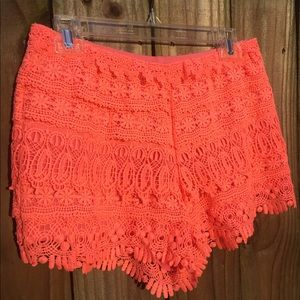 Hot pink lace crocheted shorts